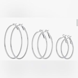 Set of 3 Silver Hoop Earrings — Classic Everyday Staples